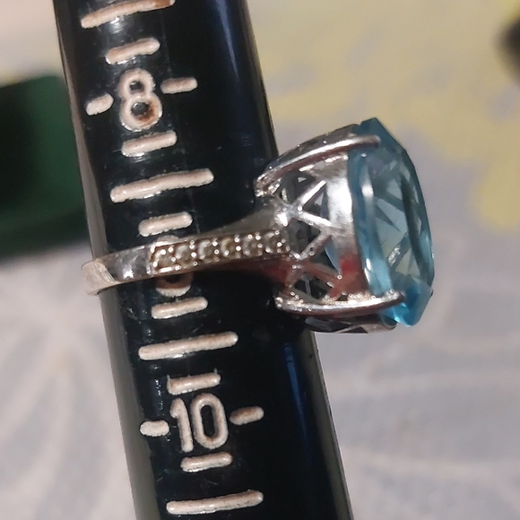 Pandora Elegant Blue Gemstone Ring Sz 9 Humungus! - Picture 14 of 16